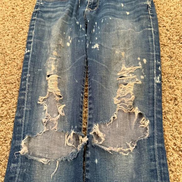 Big Star Brigette Slim Straight Blue Denim Distressed Star Bleach Jeans Sz.26R - Picture 4 of 6